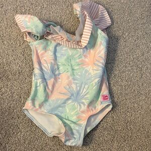 Ruffle Butts Pastel Tropical Kids Swimsuit